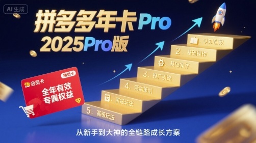 拼多多年卡2025Pro版，五大板块从认知到基础、从推广到活动、从活动到玩法|云雀资源分享