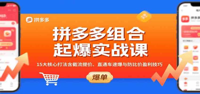 拼多多组合起爆实战课:15大核心打法含截流提价、直通车速爆与防比价盈利技巧|云雀资源分享