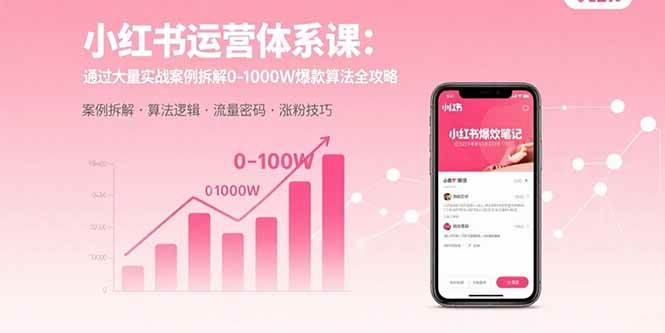 小红书运营体系课：通过大量实战案例拆解0-1000W爆款算法全攻略|云雀资源分享