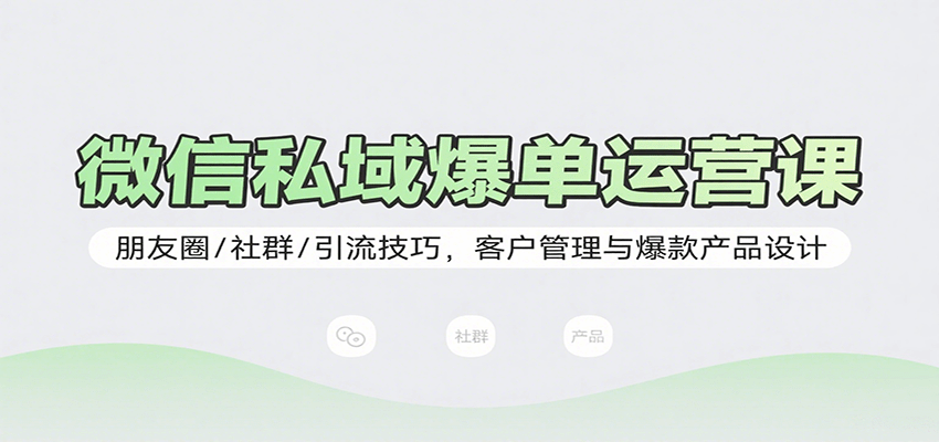微信私域爆单运营课：朋友圈/社群/引流技巧，客户管理与爆款产品设计|云雀资源分享