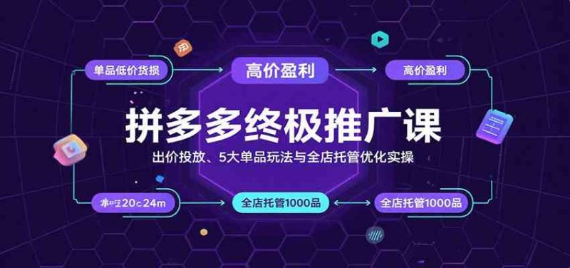 拼多多终极推广课：出价投放、5大单品玩法与全店托管优化实操|云雀资源分享