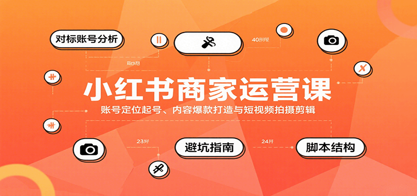 小红书商家运营课，账号定位起号、内容爆款打造与短视频拍摄剪辑|云雀资源分享