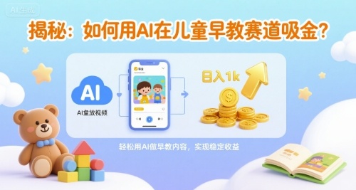 揭秘：如何用AI在儿童早教赛道吸金?一键生成视频，日入1k不是梦|云雀资源分享