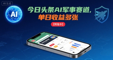 今日头条AI军事赛道，单日收益多张 ，手机可做【附指令】|云雀资源分享