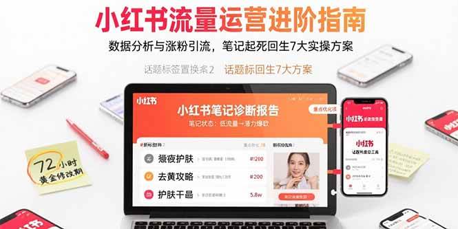 小红书流量运营进阶指南，数据分析与涨粉引流，笔记起死回生7大实操方案|云雀资源分享