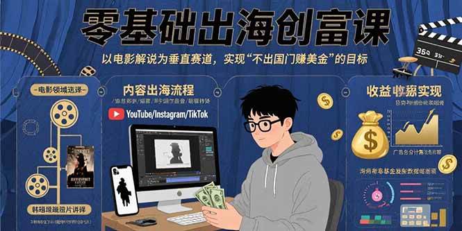 图片[1]-零基础出海创富课：以电影解说为垂直赛道，实现不出国门赚美金的目标