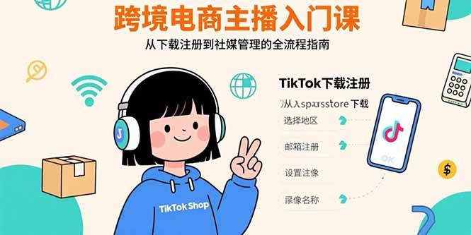 图片[1]-跨境电商主播入门课，TikTok下载注册，支付工具配置，社媒账号管理全流程