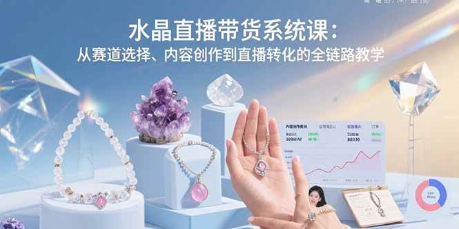 图片[1]-水晶直播带货系统课：从赛道选择、内容创作到直播转化的全链路教学
