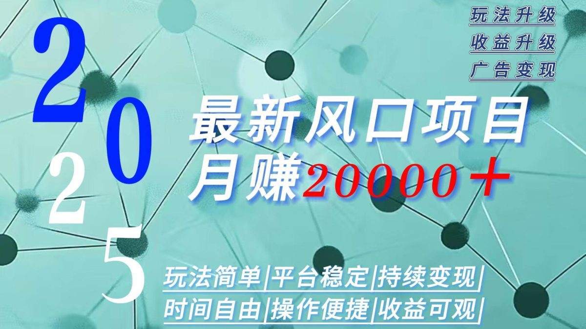 图片[1]-2025广告赛道新风口-月赚2W＋玩法简单，时间自由