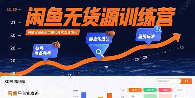 图片[1]-闲鱼无货源训练营：账号准备养号/垂直化选品/黑搜玩法，0基础30天盈利指南