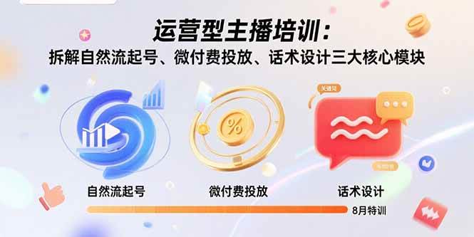 图片[1]-运营型主播培训：拆解自然流起号、微付费投放、话术设计三大核心模块-8月