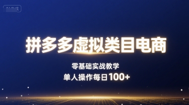 拼多多虚拟类目电商，零基础实战教学，单人操作每日100+|云雀资源分享