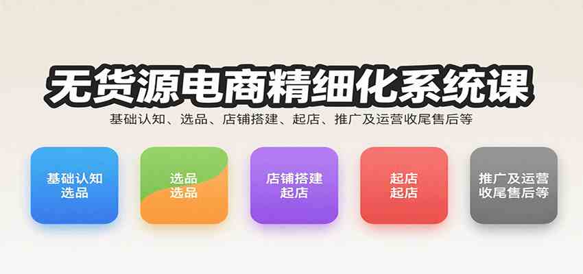 无货源电商精细化系统课：基础认知、选品、店铺搭建、起店、推广及运营收尾售后等|云雀资源分享