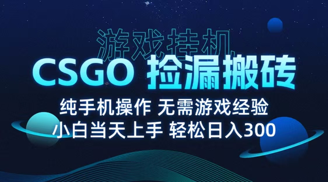 9月最新游戏搬砖，CSGO纯挂机，不需要玩游戏，实现真挂机，月入1W+|云雀资源分享