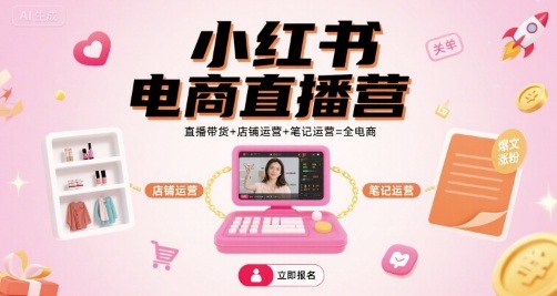 小红书电商直播营，直播带货+店铺运营+笔记运营=全电商|云雀资源分享