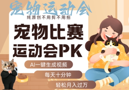 AI一键生成宠物比赛运动会PK视频，纯原创不用剪不用拍，每天十分钟，轻松月入过1W+|云雀资源分享