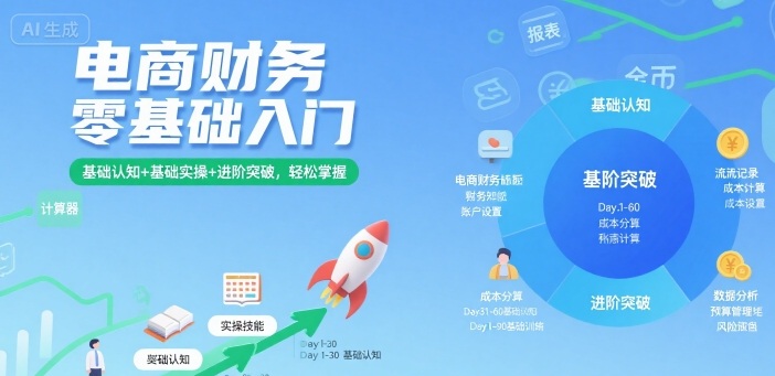 电商财务零基础入门，基础认知+基础实操+进阶突破，轻松掌握|云雀资源分享