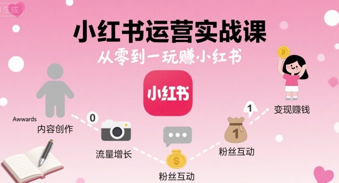 小红书运营实战课，从零到一玩賺小红书|云雀资源分享