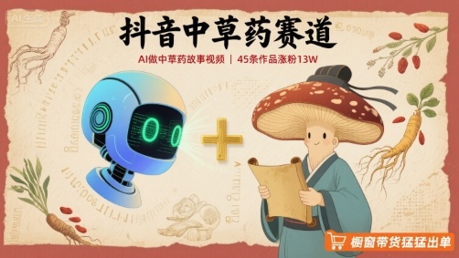 抖音中草药赛道，用AI做中草药故事视频，45条作品涨粉13W，橱窗带货猛猛出单|云雀资源分享