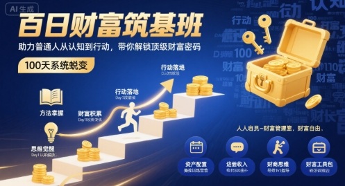 百日财富筑基班，助力普通人从认知到行动，带你解锁顶级财富密码|云雀资源分享