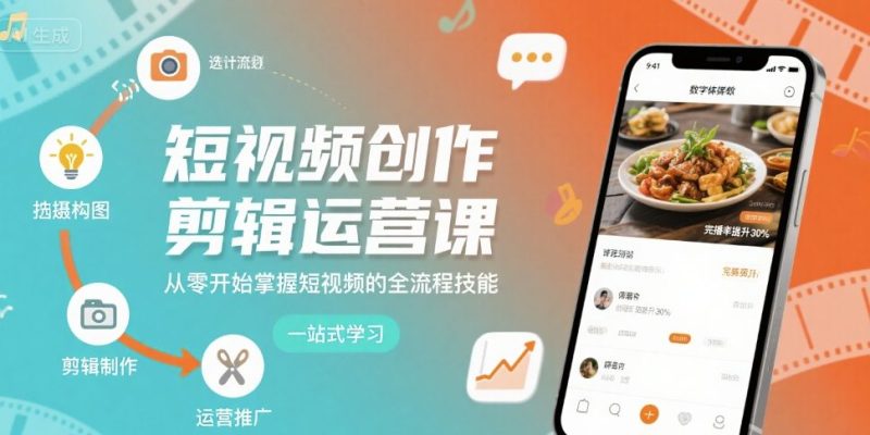 短视频创作剪辑运营课,从零开始掌握短视频的全流程技能|云雀资源分享