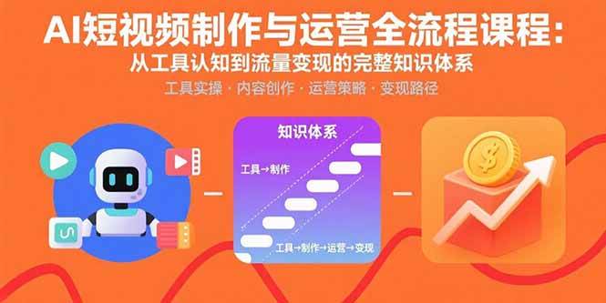 AI短视频制作与运营全流程课程：从工具认知到流量变现的完整知识体系|云雀资源分享