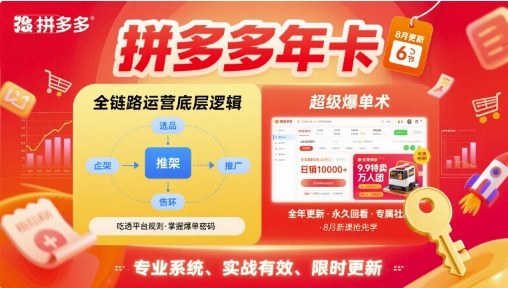 拼多多年卡【8月更新6节】拼多多全链路运营底层逻辑，超级爆单术|云雀资源分享