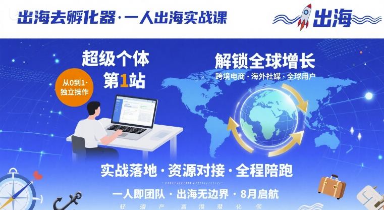 出海去孵化器，一人出海实战课，超级个体第1站，解锁全球增长|云雀资源分享