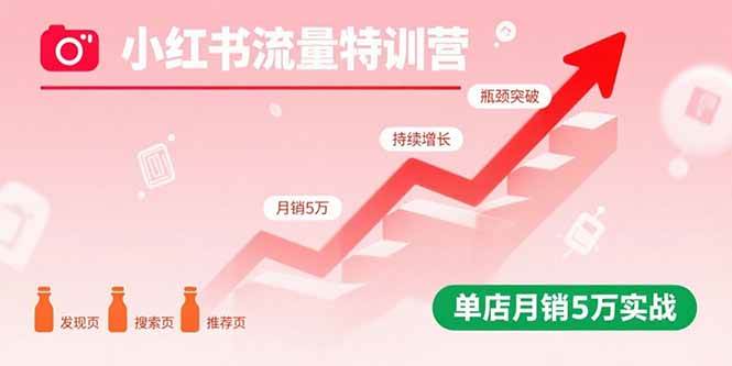 小红书流量特训营：突破流量瓶颈，实现店铺持续增长，单店月销5万实战|云雀资源分享