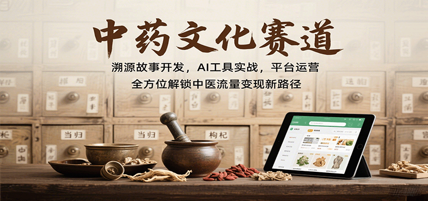 中药文化赛道：溯源故事开发，AI工具实战，平台运营，全方位解锁中医流量变现新路径|云雀资源分享
