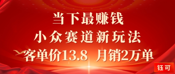 当下最挣钱的小众赛道 小红书新玩法10个作品涨粉3W，客单价13.8 月销2W单|云雀资源分享