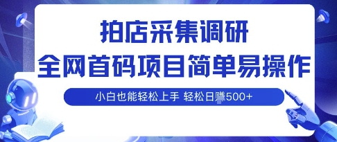 拍店采集调研，全网首码项目，简单易操作， 小白也能轻松上手，多账号操作，轻松日入5张【揭秘】|云雀资源分享