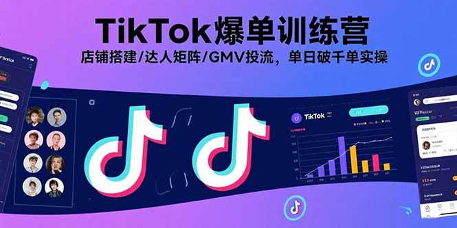 TikTok爆单训练营，店铺搭建/达人矩阵/GMV投流，单日破千单实操|云雀资源分享