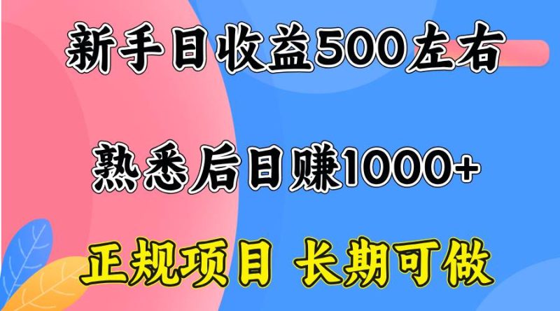 一台电脑,前期日收益300-500,熟练后日入1000左右|云雀资源分享