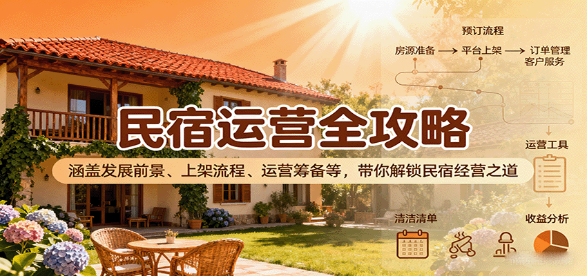 民宿运营全攻略：涵盖发展前景、上架流程、运营筹备等，带你解锁民宿经营之道|云雀资源分享