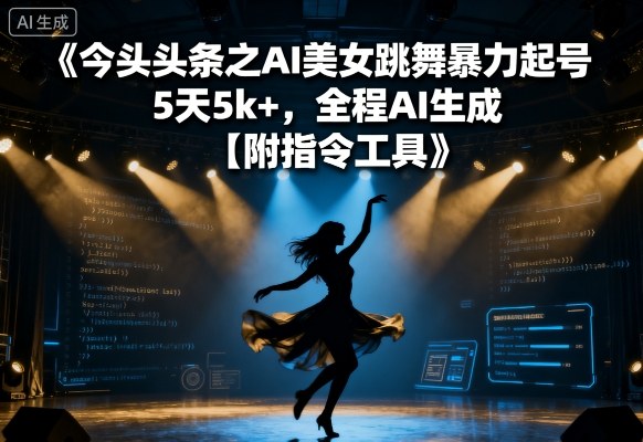 今日头条之AI美女跳舞暴力起号，5天1k+，全程AI生成【附指令工具】|云雀资源分享