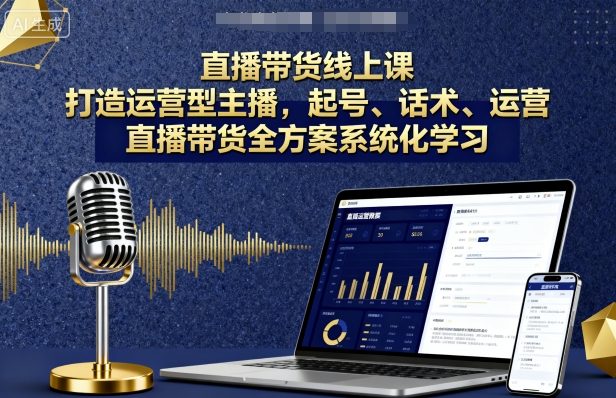 直播带货线上课，打造运营型主播，起号、话术、运营，直播带货全方案系统化学习|云雀资源分享