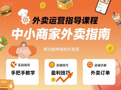 外卖运营指导课程，中小商家外卖指南，手把手带出能挣钱的外卖店|云雀资源分享