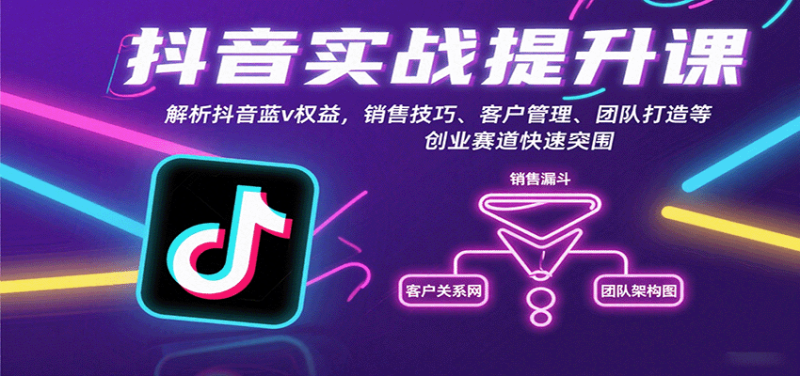 抖音实战提升课:解析抖音蓝v权益,销售技巧、客户管理、团队打造等创业赛道快速突围|云雀资源分享