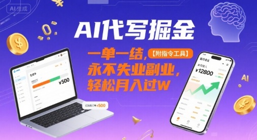 AI代写掘金，一单一结，永不失业副业，轻松月入过W【附指令工具】|云雀资源分享
