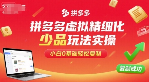 拼多多虚拟精细化少品玩法实操，小白0基础轻松复制|云雀资源分享
