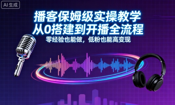 播客保姆级实操教学，从0搭建到开播全流程，零经验也能做，低粉也能高变现|云雀资源分享