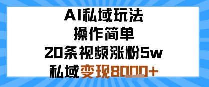 AI私域玩法，操作简单，20条视频涨粉5w，私域变现8k+|云雀资源分享