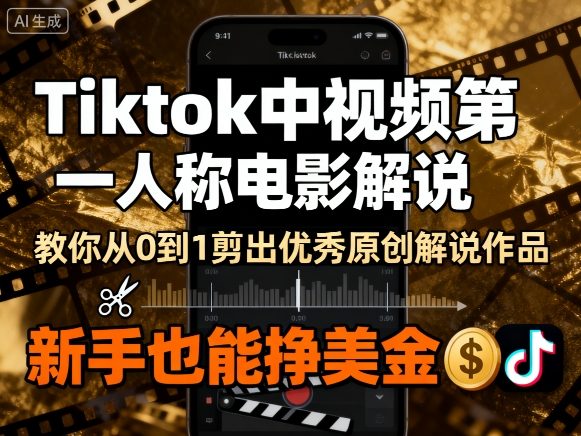 Tiktok中视频第一人称电影解说，教你从0到1剪出一个优秀的原创解说作品，新手也能挣美金|云雀资源分享