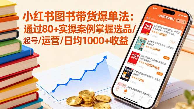 小红书图书带货爆单法：通过80+实操案例掌握选品/起号/运营/日均1000+收益|云雀资源分享