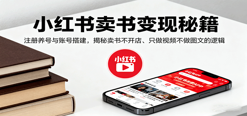 小红书卖书变现秘籍，注册养号与账号搭建，揭秘卖书不开店、只做视频不做图文的逻辑|云雀资源分享
