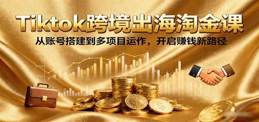 Tiktok跨境出海淘金课，从账号搭建到多项目运作，开启赚钱新路径|云雀资源分享