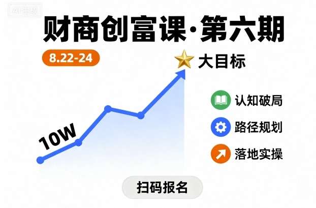 财商创富课第六期8月22-24号，如何从10W起步，一步步实现大目标|云雀资源分享