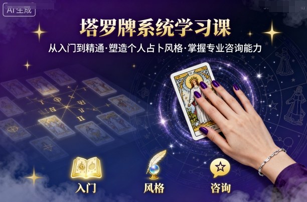 塔罗牌系统学习课，助你从入门到精通，塑造个人占卜风格，掌握专业咨询能力|云雀资源分享