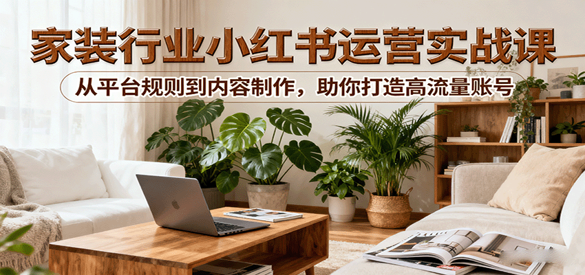 小红书家装行业运营实战课：从平台规则到内容制作，助你打造高流量账号|云雀资源分享